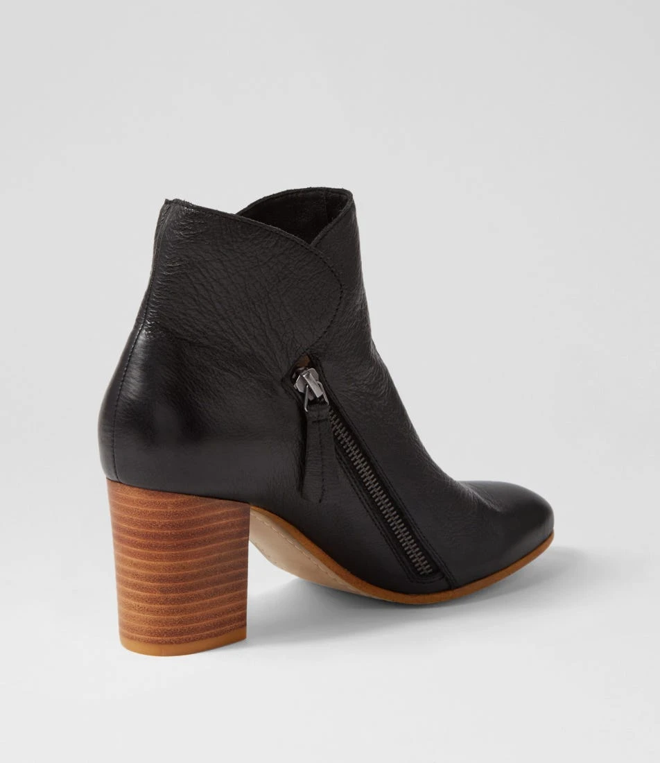Uriah Black Natural Heel Leather Ankle Boots 5 Uriah Black Natural Heel Leather Ankle Boots - Image 3