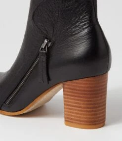 Uriah Black Natural Heel Leather Ankle Boots 11 Uriah Black Natural Heel Leather Ankle Boots -Lynx Shoes Shop TO11347BBLLE 6