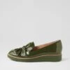 Oclem Khaki Patent Leather Loafers -Lynx Shoes Shop TO11356HGKPL 2