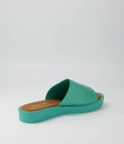 Faron Light Emerald Leather Slides -Lynx Shoes Shop TO11486H2LLE 4