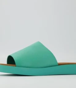 Faron Light Emerald Leather Slides -Lynx Shoes Shop TO11486H2LLE 6