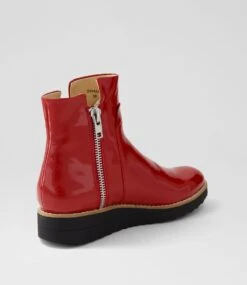 Osvaldo Dark Red Black Patent Leather Ankle Boots -Lynx Shoes Shop TO11657RQIPL 4