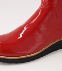 Osvaldo Dark Red Black Patent Leather Ankle Boots -Lynx Shoes Shop TO11657RQIPL 6