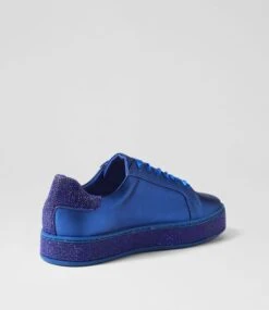 Pluma Cobalt Satin Leather Jewels Lace Up Flats 9 Pluma Cobalt Satin Leather Jewels Lace Up Flats -Lynx Shoes Shop TO11817JYF2I 4