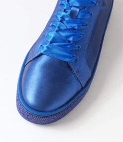 Pluma Cobalt Satin Leather Jewels Lace Up Flats 10 Pluma Cobalt Satin Leather Jewels Lace Up Flats -Lynx Shoes Shop TO11817JYF2I 5
