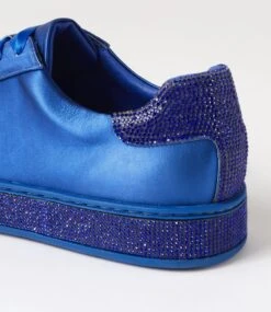 Pluma Cobalt Satin Leather Jewels Lace Up Flats 11 Pluma Cobalt Satin Leather Jewels Lace Up Flats -Lynx Shoes Shop TO11817JYF2I 6