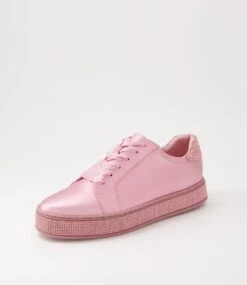 Pluma Pink Satin Metallic Leather Jewels Lace Up Flats -Lynx Shoes Shop TO11817MZO2I 3