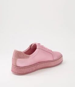 Pluma Pink Satin Metallic Leather Jewels Lace Up Flats -Lynx Shoes Shop TO11817MZO2I 4