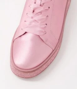 Pluma Pink Satin Metallic Leather Jewels Lace Up Flats -Lynx Shoes Shop TO11817MZO2I 5