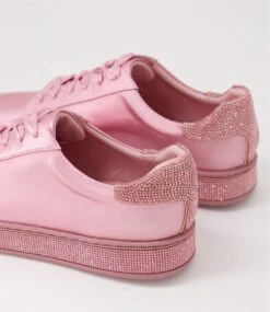 Pluma Pink Satin Metallic Leather Jewels Lace Up Flats -Lynx Shoes Shop TO11817MZO2I 6