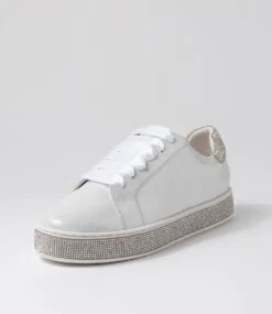 Pluma White Shimmer Silver Leather Jewels Sneakers -Lynx Shoes Shop TO11817WS82I 3