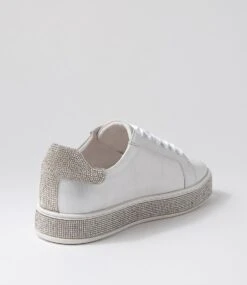 Pluma White Shimmer Silver Leather Jewels Sneakers -Lynx Shoes Shop TO11817WS82I 4