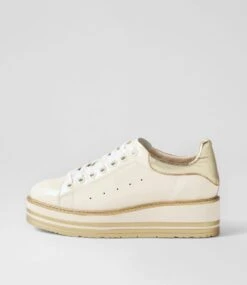 Siobhan Ivory Patent Leather Lace Up Flats