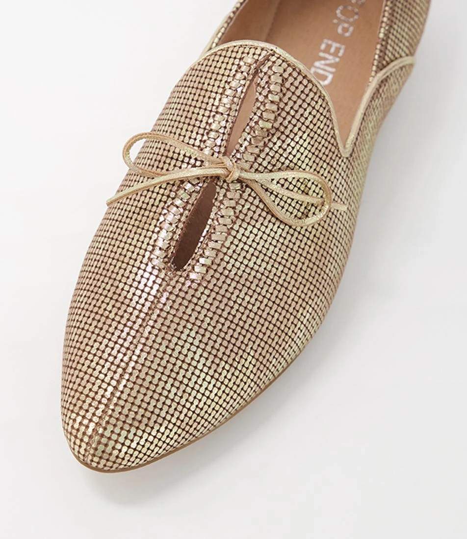 Sommer Gold Cut Leather Leather Flat Shoes 6 Sommer Gold Cut Leather Leather Flat Shoes - Image 4
