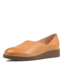 Ohdear Dark Tan Leather Flat Shoes -Lynx Shoes Shop TO12298TRMLE 2