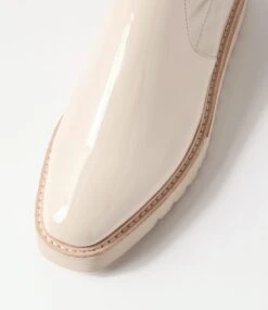 Ulike Latte Stretch Patent Pu Ankle Boots -Lynx Shoes Shop TO12334NBIVG 5