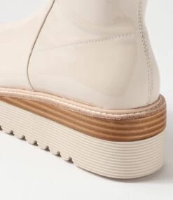 Ulike Latte Stretch Patent Pu Ankle Boots -Lynx Shoes Shop TO12334NBIVG 6