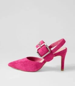 Brylie Fuchsia Suede Mary Jane Heels