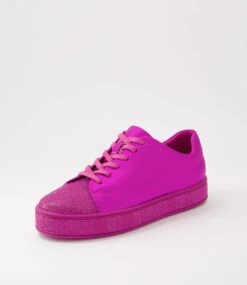 Purity Fuschia Leather Jewels Lace Up Flats -Lynx Shoes Shop TO12539MZM2I 3