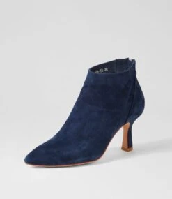 Lara Navy Suede Ankle Boots -Lynx Shoes Shop TO12613DBYSU 3