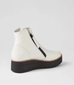 Nene White Black Patent Leather Ankle Boots -Lynx Shoes Shop TO12652W68PL 4