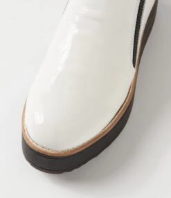 Nene White Black Patent Leather Ankle Boots -Lynx Shoes Shop TO12652W68PL 5