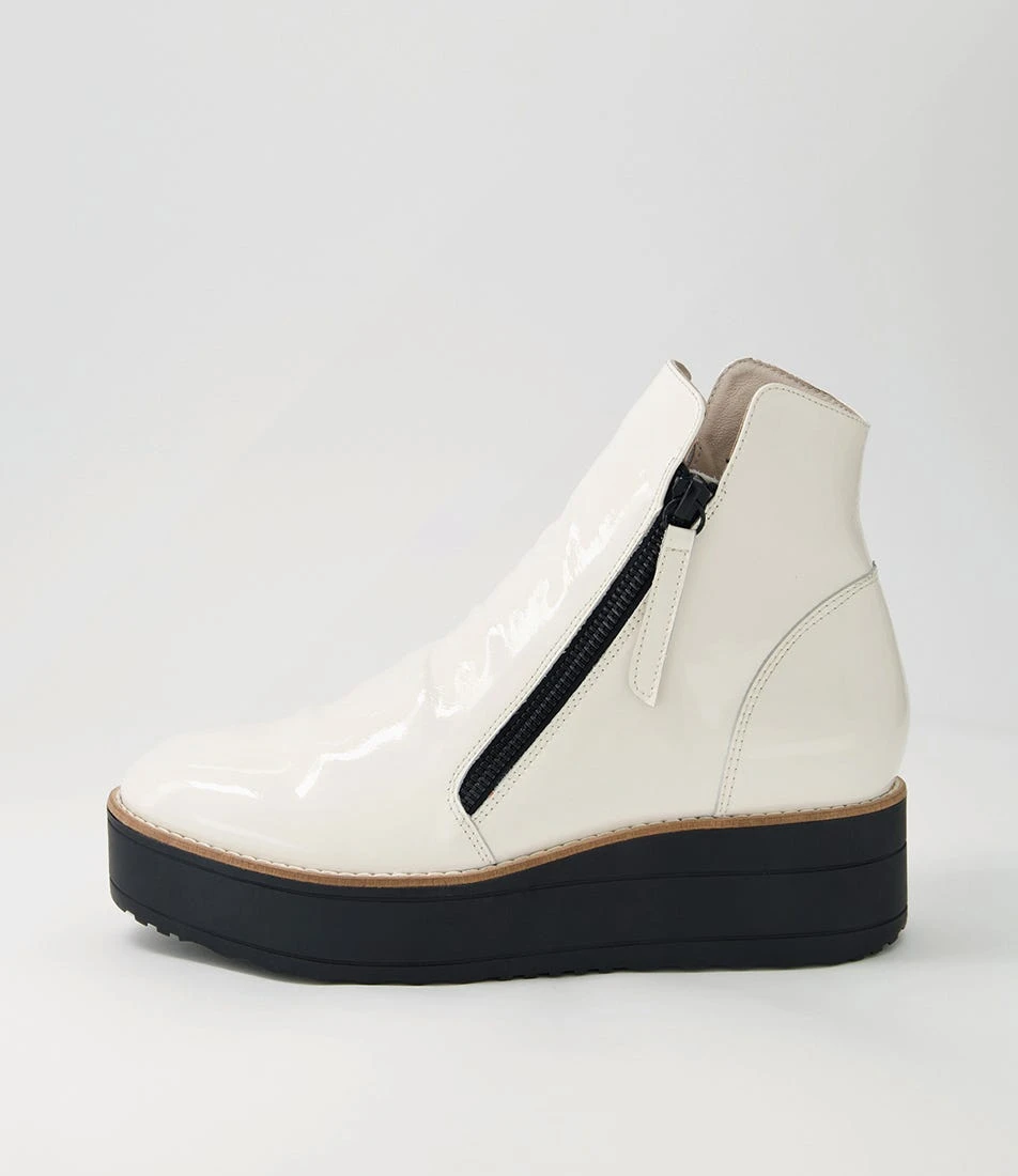 Nene Off White Black Patent Leather Ankle Boots 3 Nene Off White Black Patent Leather Ankle Boots