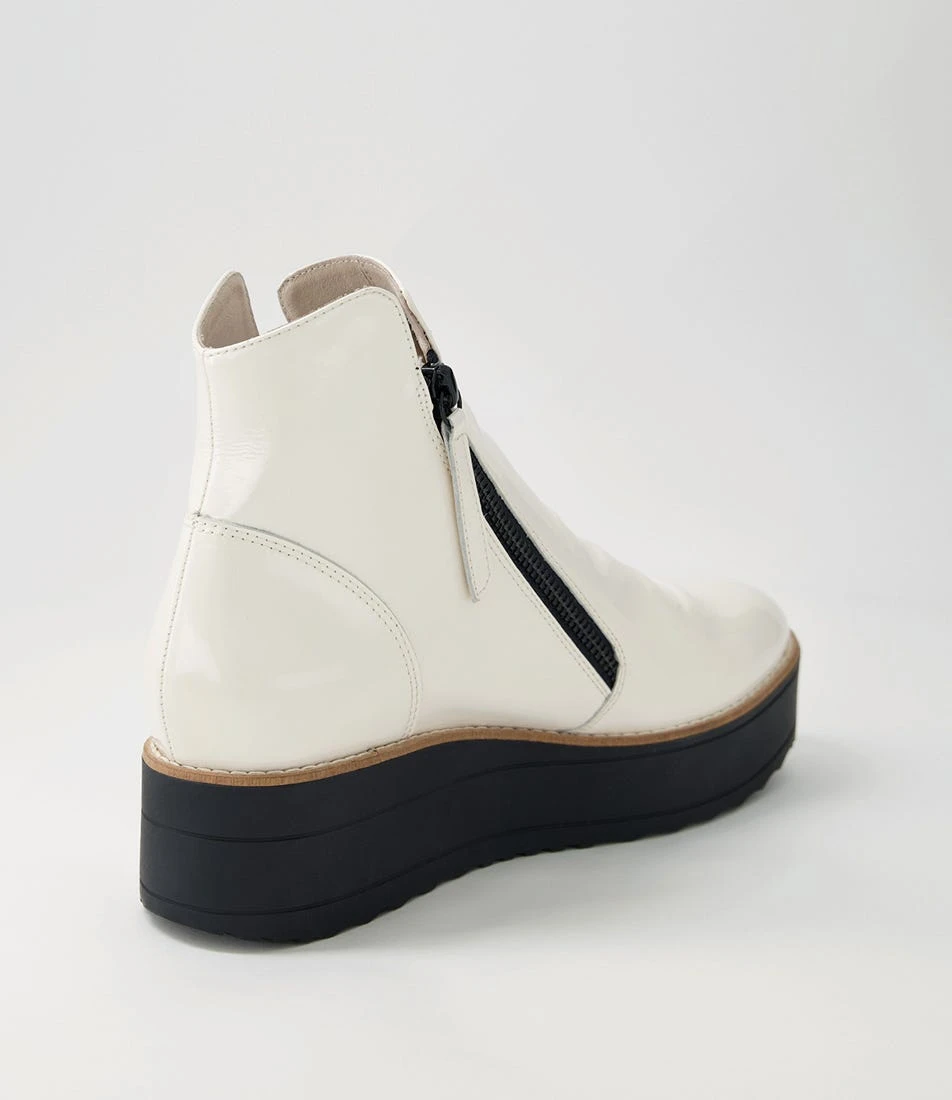 Nene Off White Black Patent Leather Ankle Boots 5 Nene Off White Black Patent Leather Ankle Boots - Image 3