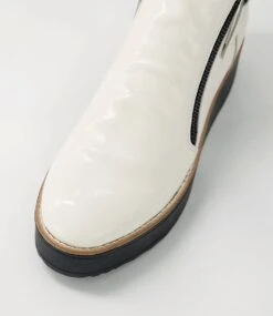 Nene Off White Black Patent Leather Ankle Boots 10 Nene Off White Black Patent Leather Ankle Boots -Lynx Shoes Shop TO12652WJ0PL 5