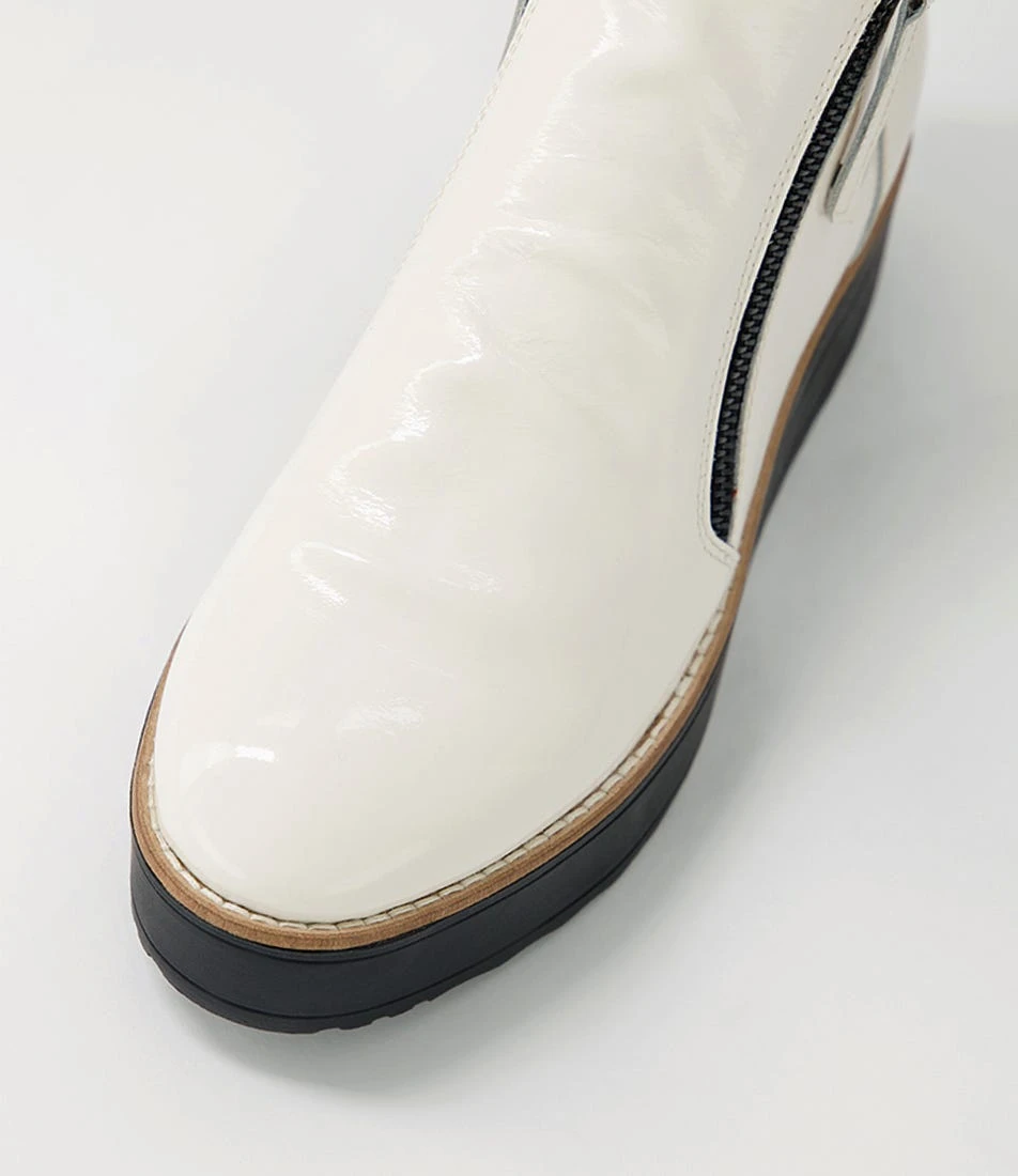 Nene Off White Black Patent Leather Ankle Boots 6 Nene Off White Black Patent Leather Ankle Boots - Image 4