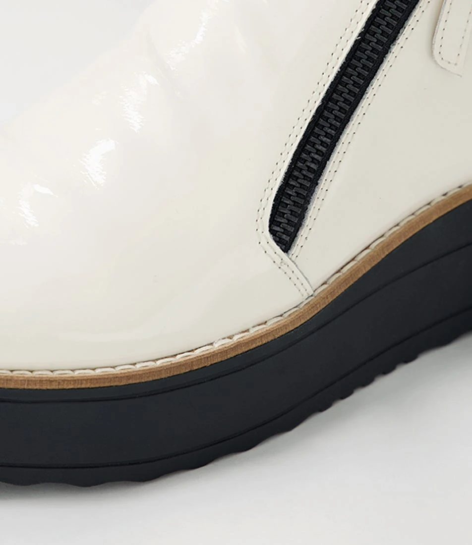 Nene Off White Black Patent Leather Ankle Boots 7 Nene Off White Black Patent Leather Ankle Boots - Image 5