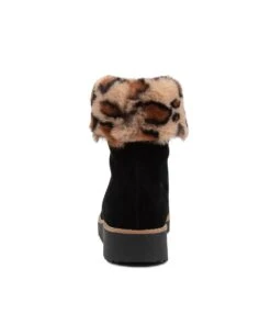 Ohana Black Leopard Suede Ankle Boots -Lynx Shoes Shop TO12658BBAKD 3