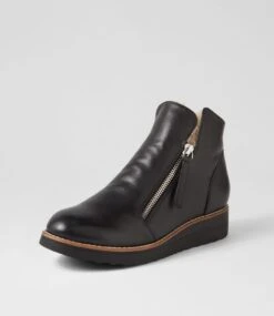 Opal Black Beige Leather Fur Ankle Boots -Lynx Shoes Shop TO12659B55EI 3