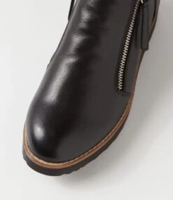 Opal Black Beige Leather Fur Ankle Boots -Lynx Shoes Shop TO12659B55EI 5