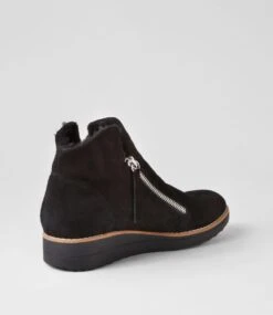 Opal Black Suede Fur Ankle Boots -Lynx Shoes Shop TO12659B58KD 4