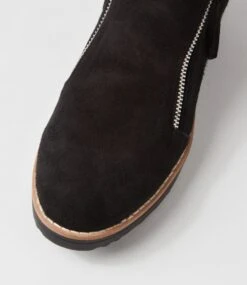 Opal Black Suede Fur Ankle Boots -Lynx Shoes Shop TO12659B58KD 5