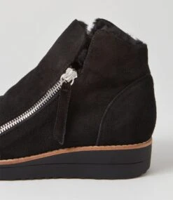 Opal Black Suede Fur Ankle Boots -Lynx Shoes Shop TO12659B58KD 6