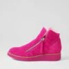 Opal Dark Fuchsia Pink Suede Fur Ankle Boots -Lynx Shoes Shop TO12659P1MKD 2