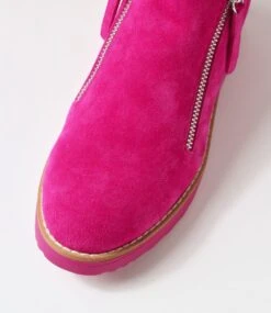 Opal Dark Fuchsia Pink Suede Fur Ankle Boots -Lynx Shoes Shop TO12659P1MKD 5
