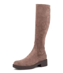 Pasha Taupe Microsuede Knee High Boots -Lynx Shoes Shop TO12661KFZFT 2