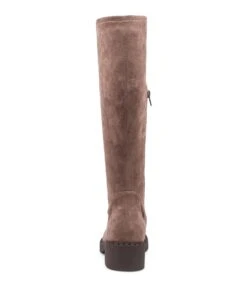Pasha Taupe Microsuede Knee High Boots -Lynx Shoes Shop TO12661KFZFT 3