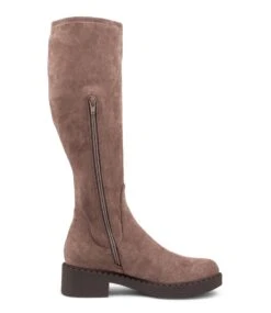 Pasha Taupe Microsuede Knee High Boots -Lynx Shoes Shop TO12661KFZFT 5