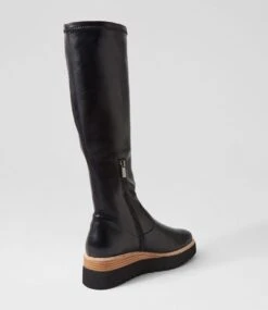 Udoe Black Natural Veneer Stretch Knee High Boots -Lynx Shoes Shop TO12688BZ7JZ 4