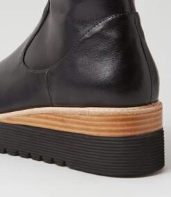 Udoe Black Natural Veneer Stretch Knee High Boots -Lynx Shoes Shop TO12688BZ7JZ 6