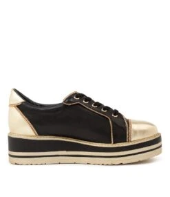 Sausy To Pale Gold Black Leather -Lynx Shoes Shop TO12854FCCLE 5