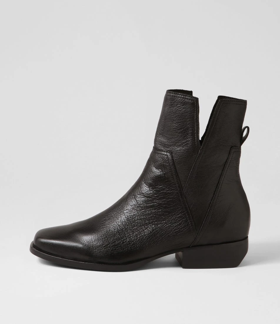 Gaines Black Leather Ankle Boots 3 Gaines Black Leather Ankle Boots