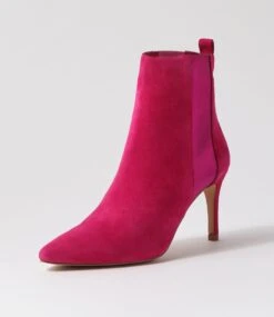 Bryann Fuchsia Suede Elastic Chelsea Boots 8 Bryann Fuchsia Suede Elastic Chelsea Boots -Lynx Shoes Shop TO12928MZNDB 3