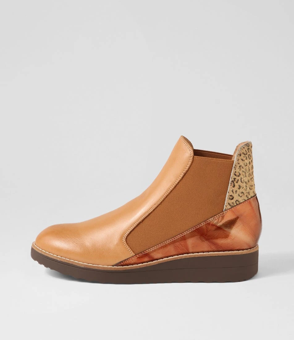 Osiel Dark Tan Camel Gold Leopard Multi Chelsea Boots 3 Osiel Dark Tan Camel Gold Leopard Multi Chelsea Boots