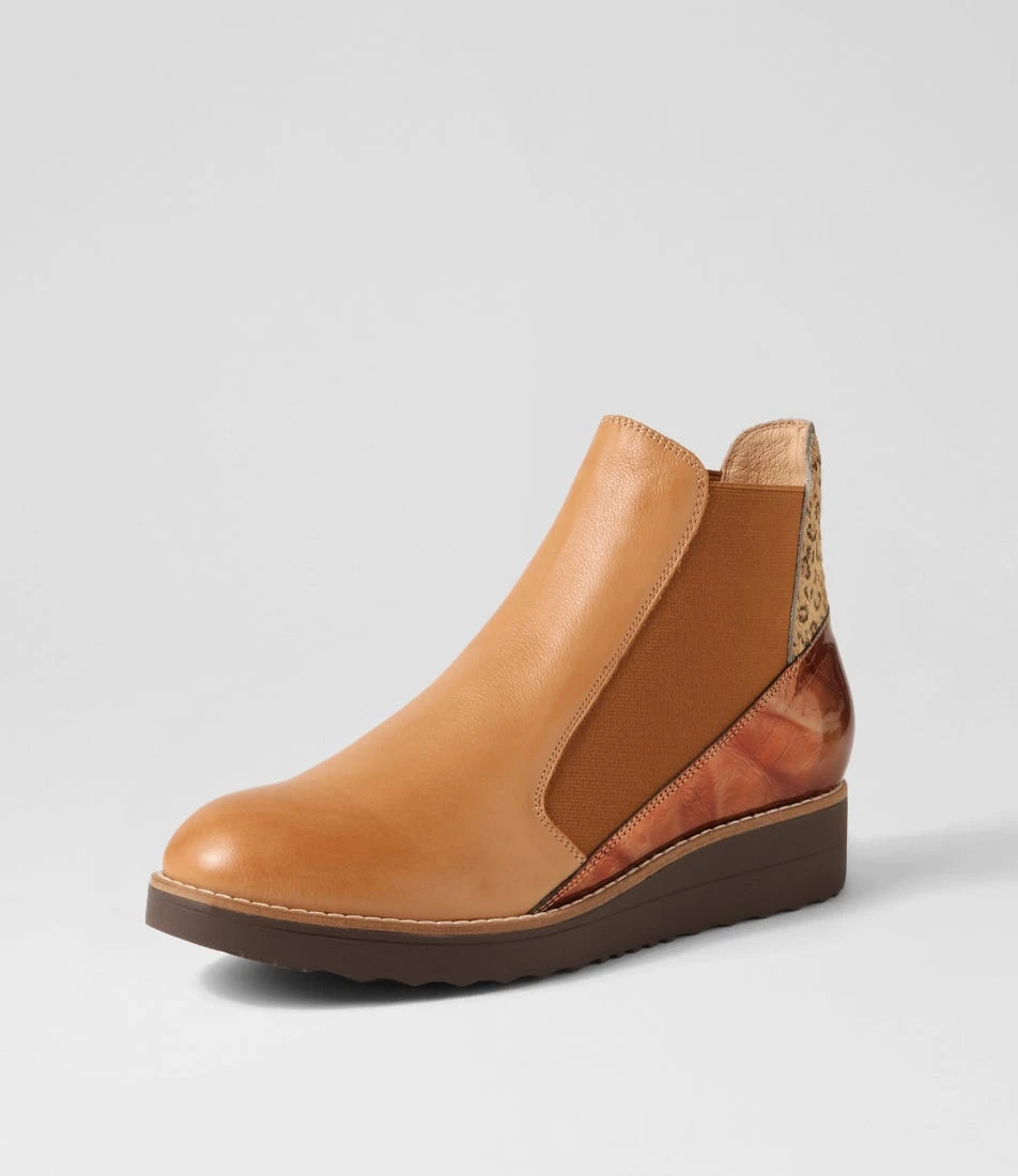 Osiel Dark Tan Camel Gold Leopard Multi Chelsea Boots 4 Osiel Dark Tan Camel Gold Leopard Multi Chelsea Boots - Image 2
