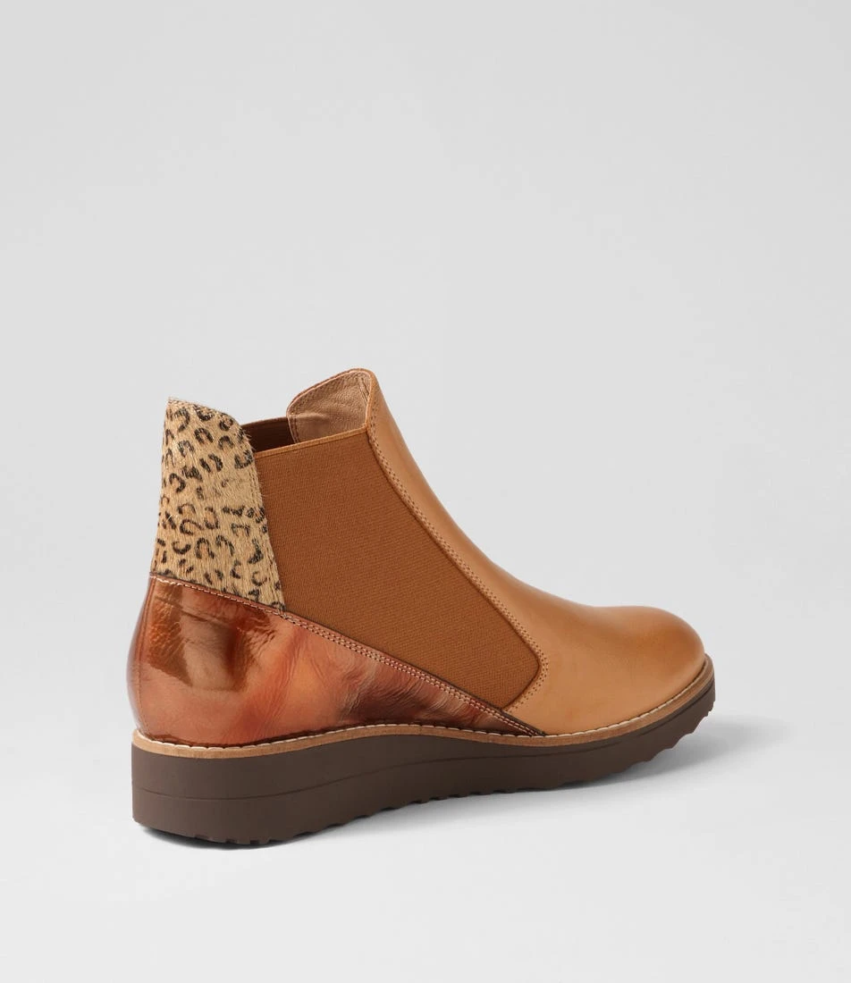 Osiel Dark Tan Camel Gold Leopard Multi Chelsea Boots 5 Osiel Dark Tan Camel Gold Leopard Multi Chelsea Boots - Image 3